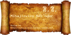 Mihajlovics Nándor névjegykártya